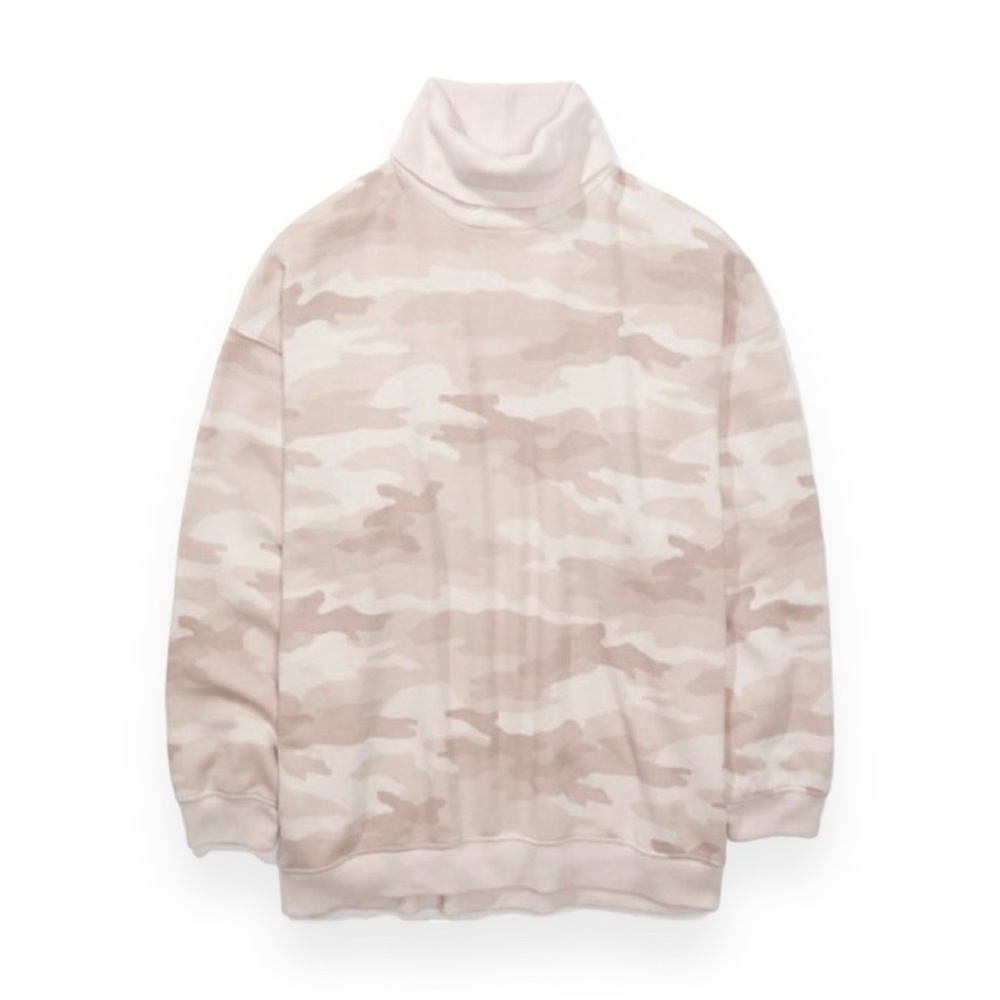 2/$25 ⚡️✨ American Eagle Pink Camo Oversized Fleece Turtleneck Sweatshirt - SM